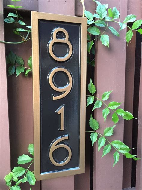 vertical metal house number plaque|vertical reflective house number signs.